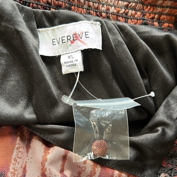 Evereve Gretta Midi Dress Mock Neck Tiered Pockets Brown Black Mesh Sz XL NEW - Picture 12 of 14